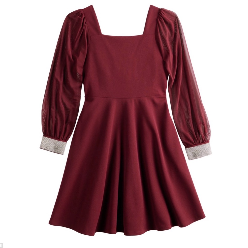 Speechless Burgundy Dress with Silver Cuffs